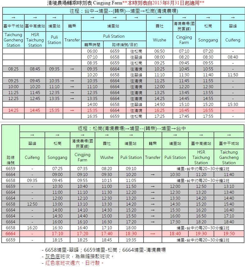 台中清境公車班次